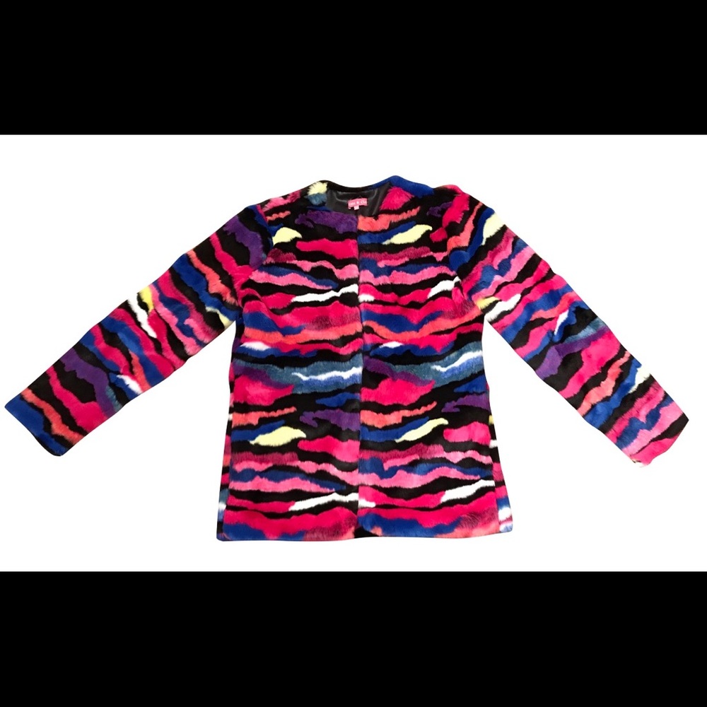 Multi-Colored Faux Fur Coat